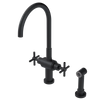 Rubinet Two Handle Single Hole Kitchen Set with LaSalle Spout with Hand Spray Matt Black