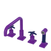 Rubinet Widespread Kitchen Set with Genesis Spout with Hand Spray Purple Haze