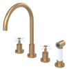 Rubinet Widespread Kitchen Set with LaSalle Spout with Hand Spray Satin Gold