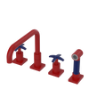 Rubinet Widespread Kitchen Set with Genesis Spout with Hand Spray Maroon
