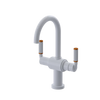 Rubinet Single Hole Dual Handle Lav. Set. (less drain) White