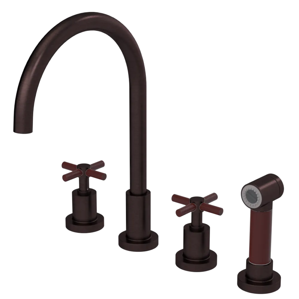 Rubinet Widespread Kitchen Set with LaSalle Spout with Hand Spray Oil Rubbed Bronze