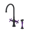 Rubinet Two Handle Single Hole Kitchen Set with Hand Spray Matt Black
