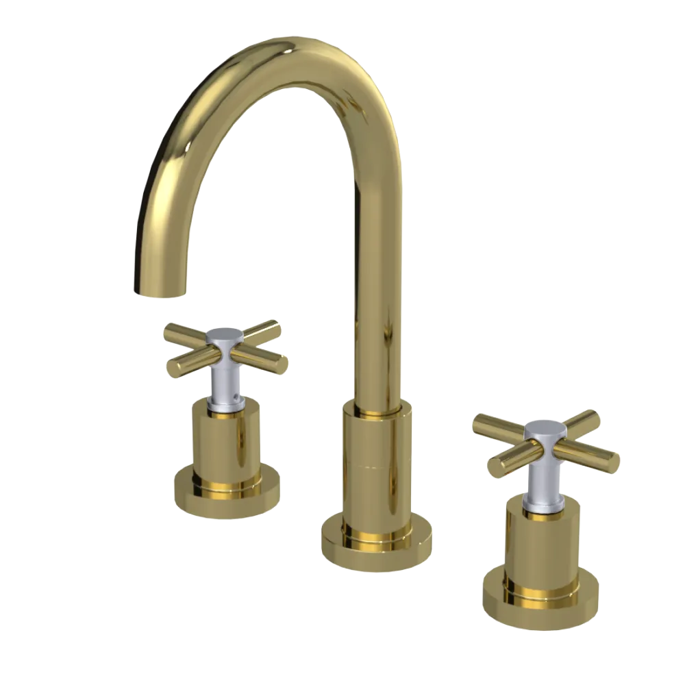 Rubinet Widespread Kitchen Set with LaSalle Spout Natural Brass