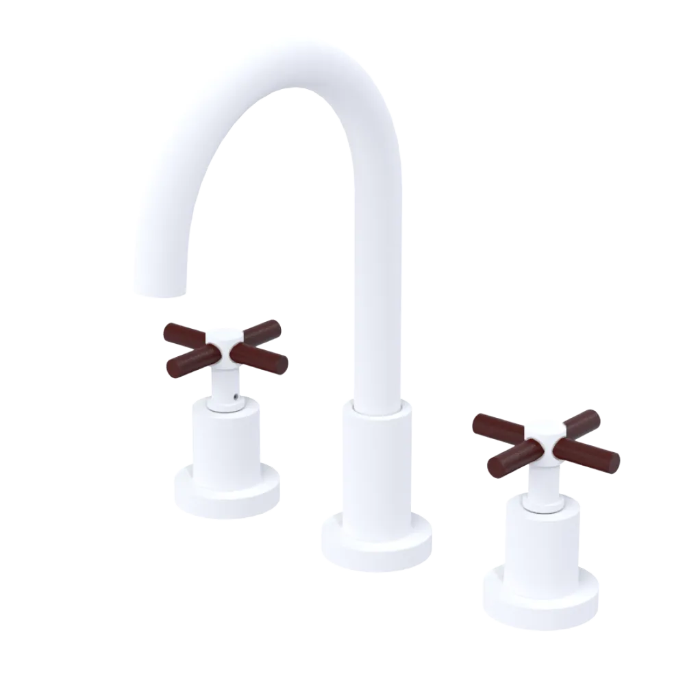 Rubinet Widespread Kitchen Set with LaSalle Spout Matt White