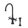Rubinet Two Handle Single Hole Kitchen Set with Hand Spray Matt Black