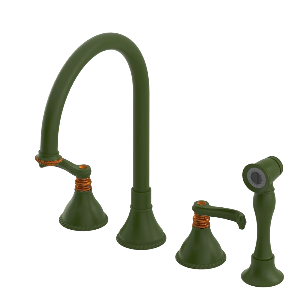 Rubinet Widespread Kitchen Set with Hand Spray Green Envy