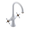 Rubinet Single Hole Dual Handle Lav. Set. (less drain) White