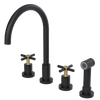 Rubinet Widespread Kitchen Set with LaSalle Spout with Hand Spray Matt Black