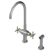 Rubinet Two Handle Single Hole Kitchen Set with LaSalle Spout with Hand Spray Satin Nickel