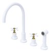 Rubinet Widespread Kitchen Set with LaSalle Spout with Hand Spray White