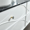Vela Modern Artistic Double Sink Floating Vanity – Retro White with Black Marble Countertop