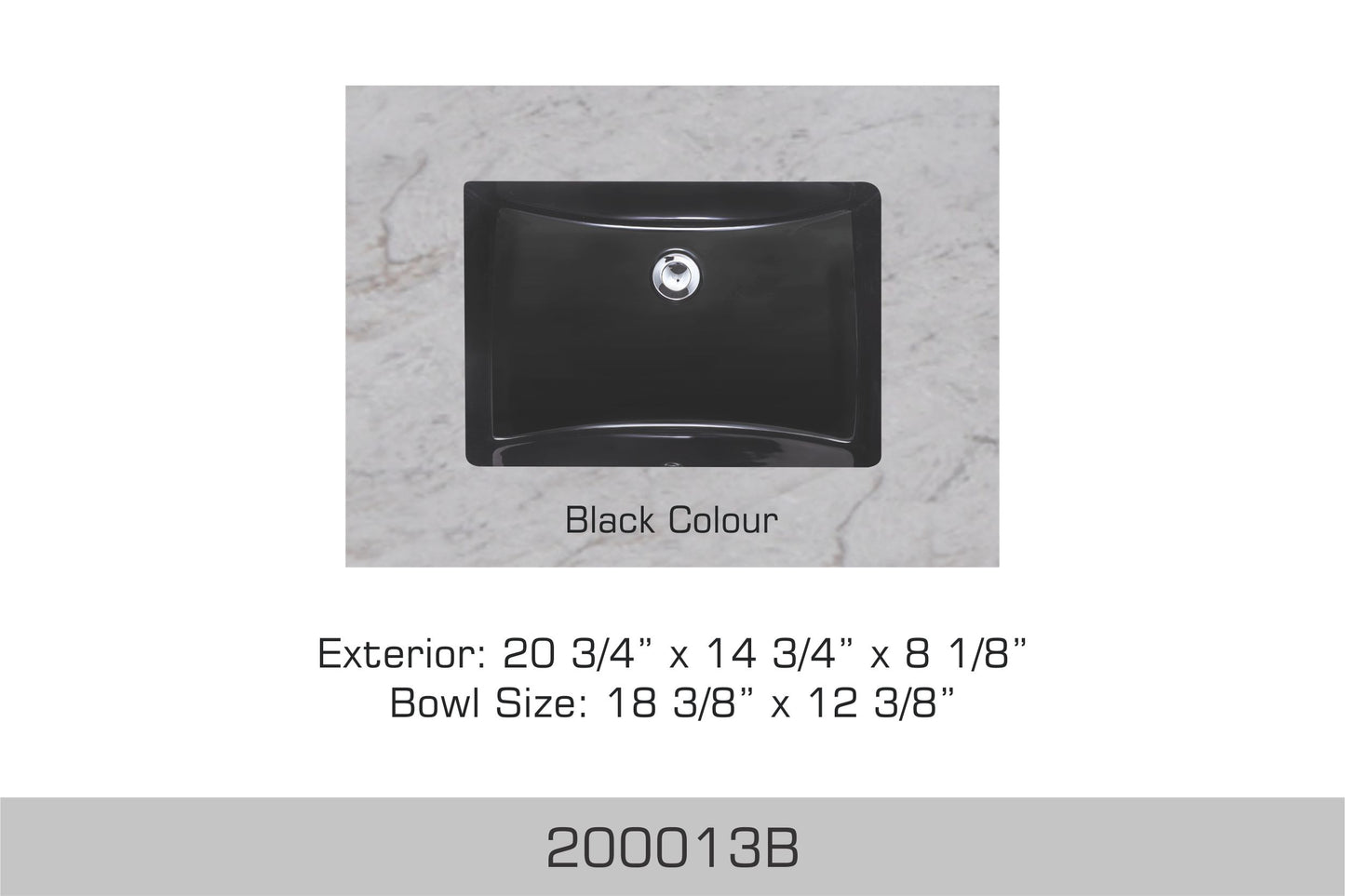 Bosco Black Undermount Bathroom Sink 20 3/4″ x 14 3/4″