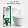 Laufen Kartell Combipack wall-hung Toilet advanced, washdown, rimless, incl. in-wall carrier, flush plate, seat and cover with lowering system