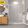 Zitta Shower door 72", in alcove, in brushed gold