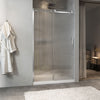 Zitta Shower door 48", in alcove, door on the right, in chrome and fluted glass