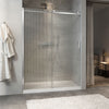 Zitta Shower door 60", in alcove, door on the right, in chrome and fluted glass