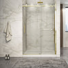 Zitta Shower door 54", in alcove, in brushed gold