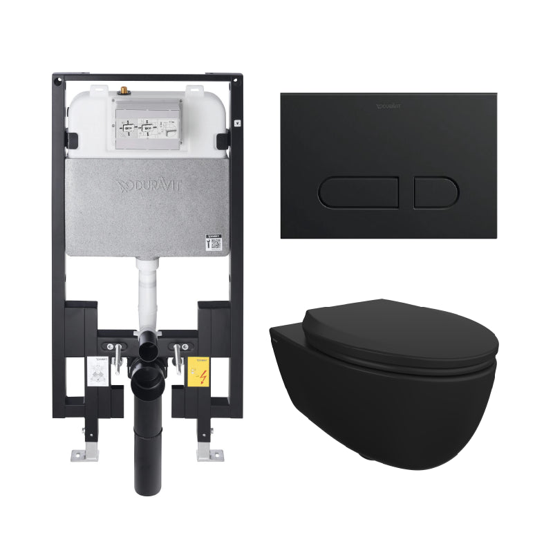 Bocchi Wall Hung Toilet - Complete Set Matte Black- Golzar Home