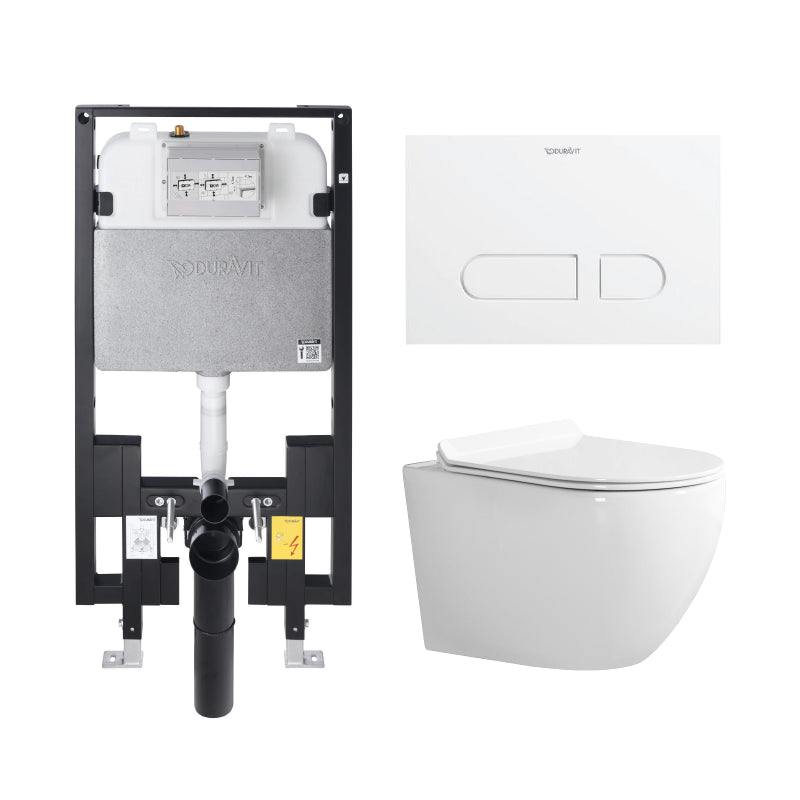 Alps 2-Piece Toilet Elongated Dual-Flush Wall Mounted Toilet With Duravit In-Wall Tank (Seat Included) - Victoria - Golzar Home