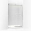 Kohler Sliding shower door, 74" H x 44-5/8 - 47-5/8" W, with 1/4" thick Frosted glass