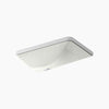 Kohler 21" rectangular undermount bathroom sink with glazed underside, no overflow