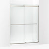 Kohler Frameless sliding shower door, 77-9/16" H x 56-5/8 - 59-5/8" W, with 5/16"-thick Crystal Clear glass