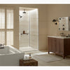 Kohler 30" W x 26" H aluminum two-door medicine cabinet with mirrored doors, beveled edges