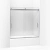 Kohler Sliding bath door, 59-3/4" H x 56-5/8 - 59-5/8" W, with 1/4" thick Crystal Clear glass