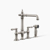 Kohler Three-hole bridge kitchen sink faucet with side sprayer
