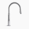 Kohler Pull-down kitchen sink faucet with three-function sprayhead