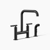 Kohler Two-hole bridge kitchen sink faucet with side sprayer