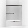 Kohler Sliding bath door, 55-1/2" H x 56-5/8 - 59-5/8" W, with 1/4" thick Frosted glass