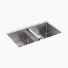 Kohler 32" undermount double-bowl kitchen sink with accessories