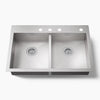 Kohler Vault™ 33" top-/undermount double-bowl kitchen sink