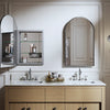 Kohler 20" x 34" arched framed medicine cabinet, left-hinged