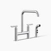 Kohler Two-hole bridge kitchen sink faucet with side sprayer