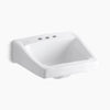 Kohler 19-1/4" x 17-1/4" wall-mount/concealed arm carrier arm bathroom sink with 4" centerset faucet holes