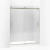 Kohler Sliding shower door, 74" H x 56-5/8 - 59-5/8" W, with 1/4" thick Crystal Clear glass
