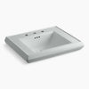 Kohler Pedestal/console table bathroom sink basin with 8" widespread faucet holes