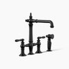 Kohler Three-hole bridge kitchen sink faucet with side sprayer