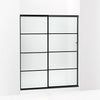 Kohler Sliding shower door, 70-1/2" H x 56-1/4 - 59-5/8" W, with 1/4" thick Frosted glass with rectangular grille pattern