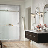 Kohler Frameless sliding shower door, 77-9/16" H x 56-5/8 - 59-5/8" W, with 5/16"-thick Crystal Clear glass