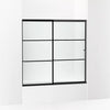 Kohler Sliding bath door, 56-3/4" H x 56-1/4 - 59-5/8" W, with 1/4" thick Crystal Clear glass with rectangular grille pattern