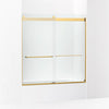 Kohler Sliding bath door, 62" H x 56-5/8 - 59-5/8" W, with 1/4" thick Crystal Clear glass