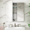 Kohler 25" W x 26" H aluminum two-door medicine cabinet with mirrored doors, beveled edges