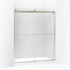 Kohler Sliding shower door, 74" H x 56-5/8 - 59-5/8" W, with 1/4" thick Frosted glass