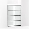 Kohler Sliding shower door, 70-1/2" H x 44-1/4 - 47-5/8" W, with 1/4" thick Frosted glass with rectangular grille pattern