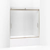 Kohler Sliding bath door, 59-3/4" H x 56-5/8 - 59-5/8" W, with 1/4" thick Frosted glass