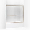 Kohler Levity 56-5 -59-5 W 59-3 H Bypass Bath Door With 1 -thick Crystal Clear Glass 5/8-Inch Tub Door